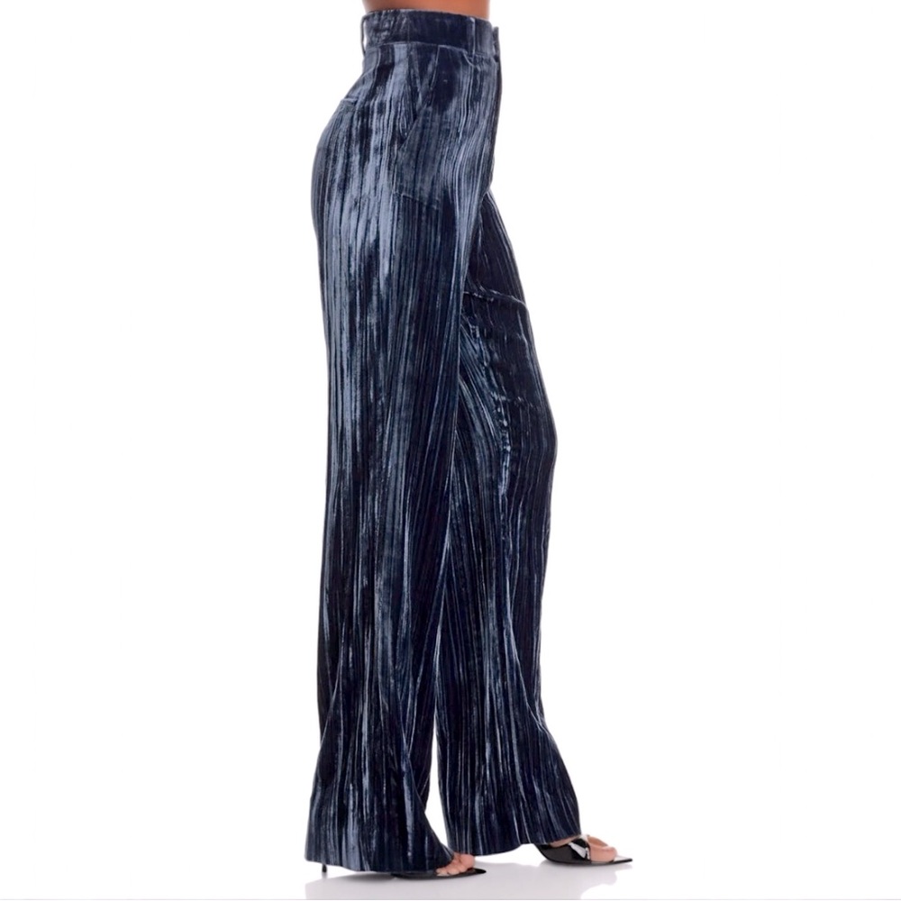 Cinq À Sept‎ Collins Velvet Wide-Leg Trousers Blue Size 4